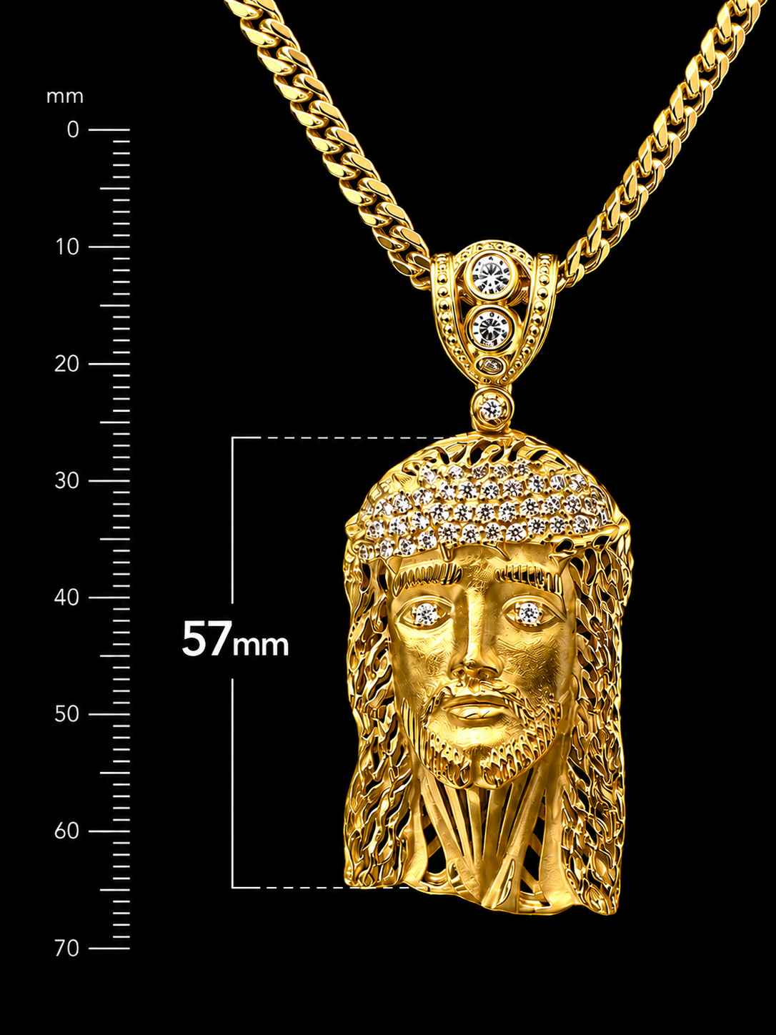 Jesus Face Pendant CZ