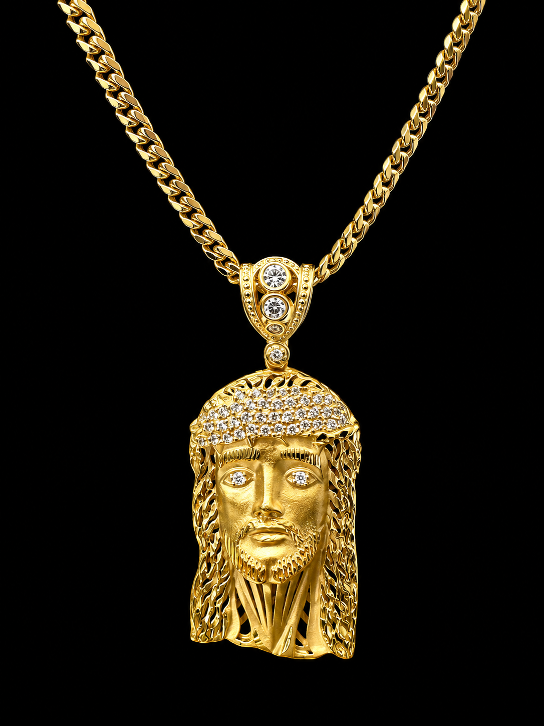 Jesus Face Pendant CZ