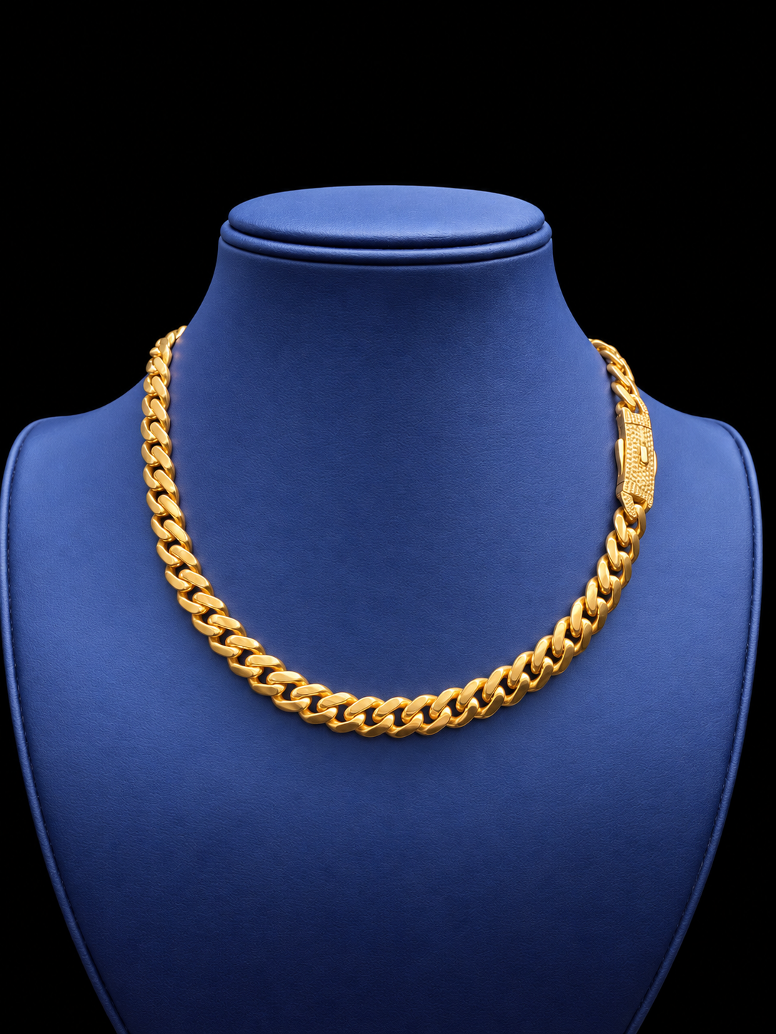 10K gold women's Monaco chain 9mm 16 inch